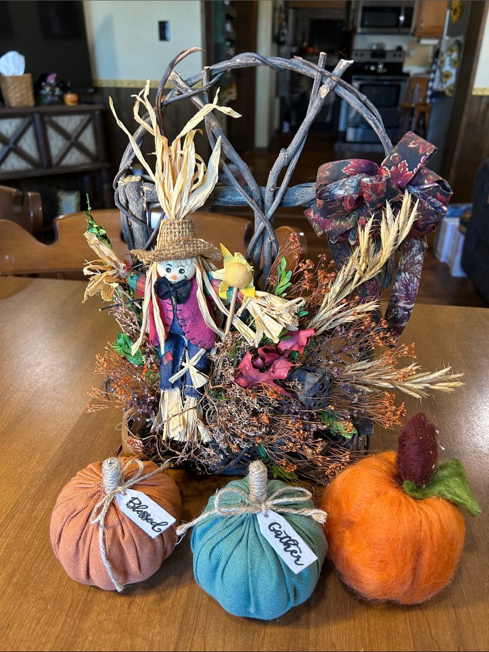 Autumn Harvest Table Decor Set with Orange, Teal & Rust Accents